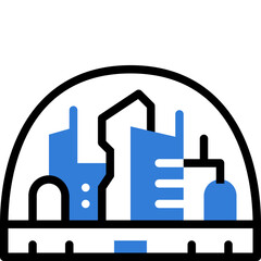 space colonization flat line icon