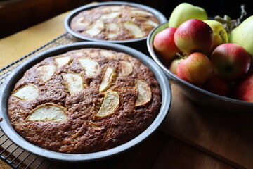 Home bake apple cake with spices for Christmas
