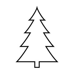 Coniferous tree line icon. Evergreen pine, fir or spruce tree. Vector Illustration