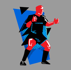 vector illustration rugby player in action