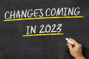 Fototapeta premium Changes Coming in 2023 written on a blackboard