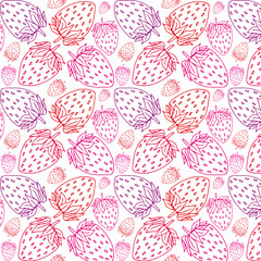 Strawberries hand drawn seamless pattern background