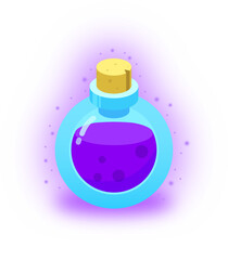 Purple potions in a bottle illustration. GUI element.