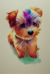 Dog illustration for postcards. Digital art style, illustration painting