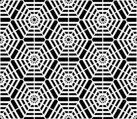 Abstract Seamless Geometric Black and White Hexagons Pattern.