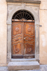 Door detail  of a house in the town of Ile Rousse Corsica Balagne