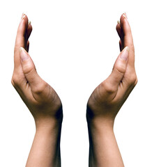 woman hands gesture of protection or acceptance 