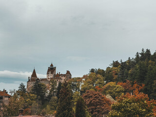 Bran Castle in Romania in autumn. Count Dracula's castle. 