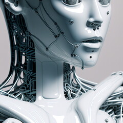 Stunning photorealistic robot portrait, ai generated illustration. Character is not based on any real person.