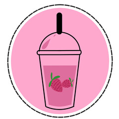 hand drawn label sticker illustration of strawberry jus 