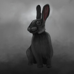 illustration of a hare. The symbol of the new year of the black rabbit. for New Year's cards.