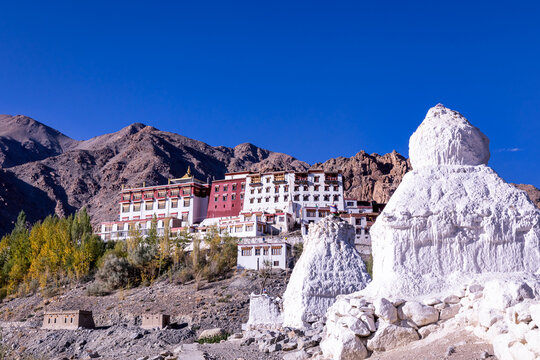 Stupas near Matho Monastery, Ladakh, Kashmir, India