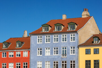 Row of houses, Nyhavn, Copenhagen harbour, Copenhagen, Denmark