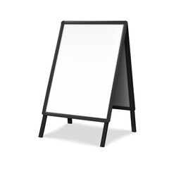 Sandwich white board realistic vector mock-up. Blank A-frame advertising display mockup. Outdoor sidewalk sign template for design - 543830015