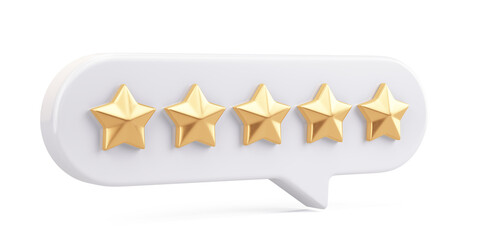 Five star rate review. Excellent customer feedback, best rating, satisfaction concept. 3d rendering. - obrazy, fototapety, plakaty