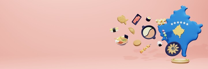 3d rendering of japanese food consumption in Kosovo for social media content 