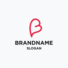 Letter b love logo icon design template 