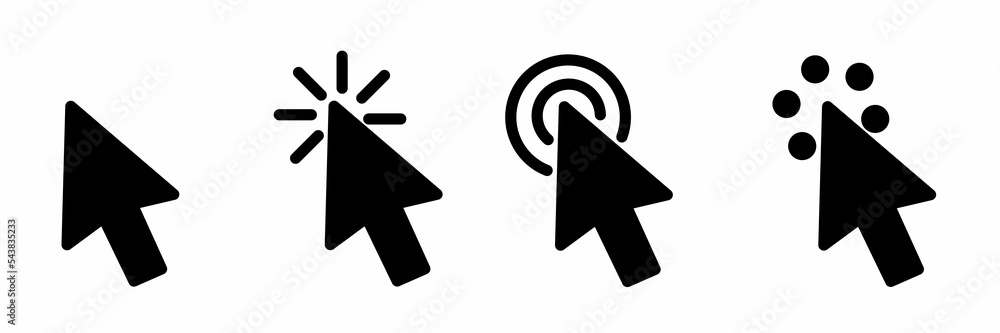 Poster click the pointing arrow icon. vector icon of a cursor on a white background. stock vector design