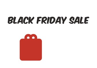 Black Friday sale and tag with red ribbon