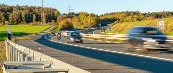 Cars on the highway near Wetzlar, Germany, A45, Autobahn