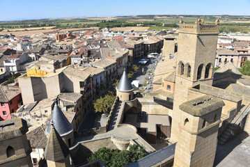 Olite, Spain - Aug 31, 2022: Palace of the Kings of Navarre of Olite, Olite, Navarre