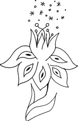 Tropical flower. Outline flower. Black lotus.