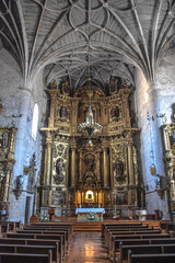 Fototapeta na wymiar Puente la Reina, Spain - 31 Aug, 2022: Interior of the medieval Iglesia de Santiago church