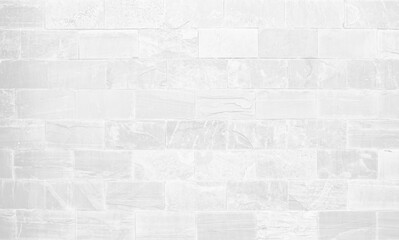 White grunge brick wall texture background for stone tile block paint in grey light color wallpaper modern interior.