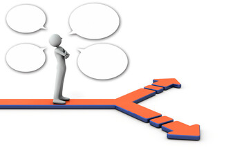 岐路で自問自答する人物