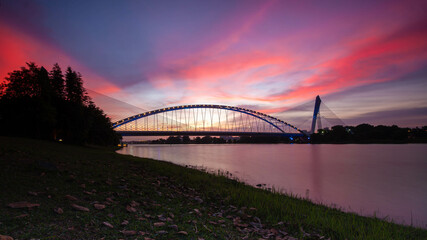 Sunset over Putrajaya Lakeside.