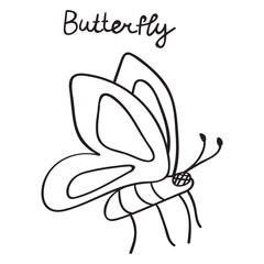 Butterfly. Outline illustration on white background.
