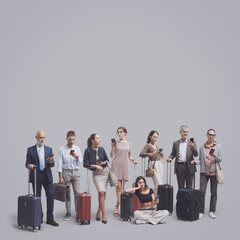 Group of diverse people traveling