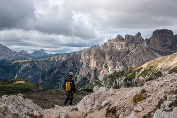 Scenic wild alpine landscape around the 3 Zinnen mountains, the dolomites in South Tyrol