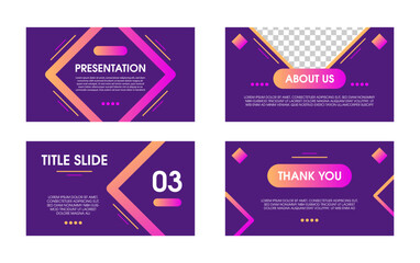 Purple modern powerpoint presentation templates set. Use for modern keynote presentation background, brochure design, website slider, landing page, annual report, company profile.