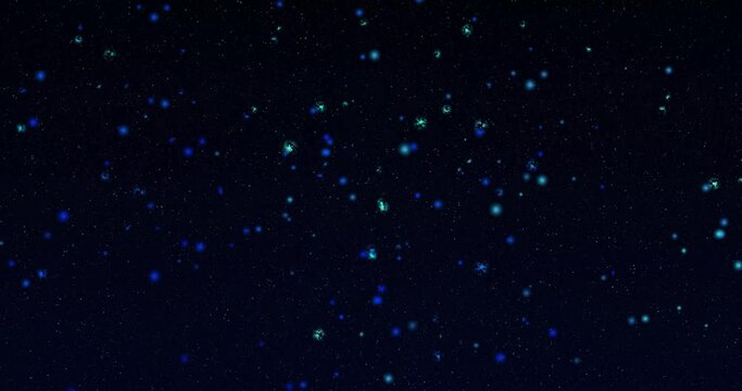 Blue fireworks in night sky background