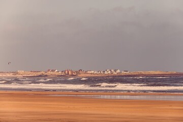 Dune in the seacoast on a cloudy day in North Berwick, Scotland
