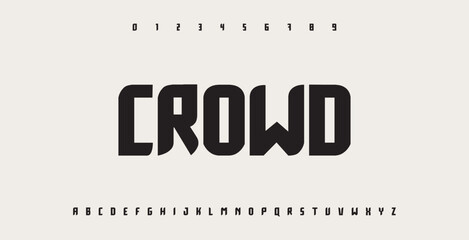 Modern tech font. Abstract geometric expanded sci-fi alphabet, clean monospaced letter set. Typography and technology vector illustration. © kitter