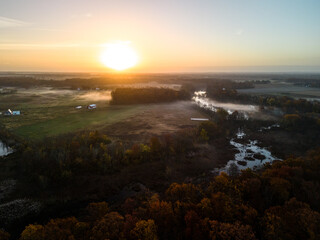 Aerial Drone Sunrise in Plainsboro, Princeton, Cranbury