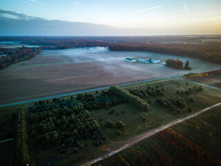 Aerial Drone Sunrise in Plainsboro, Princeton, Cranbury