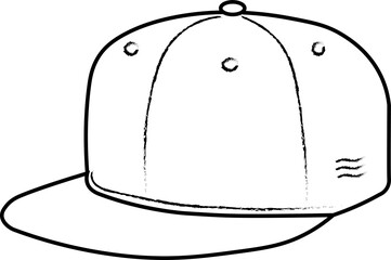Baseball sport hat hand draw style black outline in isolated, icon, symbol, logo 