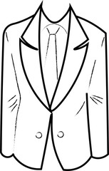 Men dress in hand drawing style black outline isolated, icon, logo, symbol