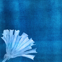 Blue Flower on Blue Watercolor Background. Backdrop with Hand Drawn Flower.