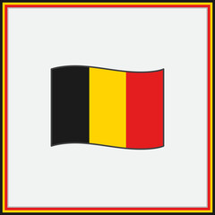 Belgium Flag Cartoon Vector Illustration. Flag of Belgium Flat Icon Outline. National Belgium Flag
