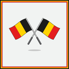 Flag of Belgium Cartoon Vector Illustration. Belgium Flag Flat Icon Outline