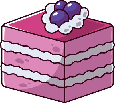Naklejka Pink cake cartoon isolated on a white background