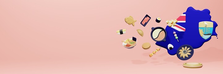 3d rendering of japanese food consumption in Saint Helena for social media content 