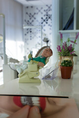 dentist office with dentist equipment and teeth mold