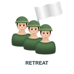 Retreat icon. 3d illustration from war collection. Creative Retreat 3d icon for web design, templates, infographics and more