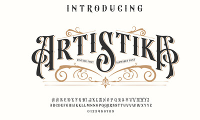 Vintage Victorian typeface decorative Font