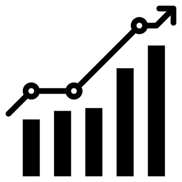 black chart bars and line graph clip art preview